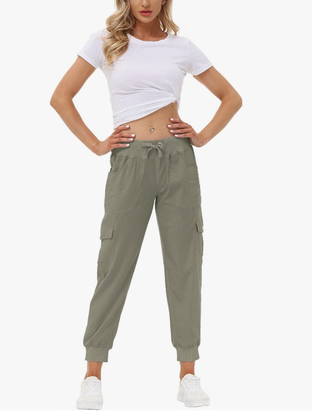MOFIZ Gray Cargo Jogger Pants Drawstring Elastic Waist SM Streetwear Quick Dry